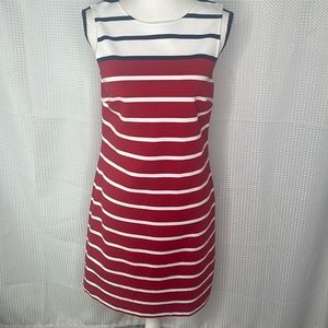 Brooks Brothers Sleeveless Shift Dress Stripes Stretch Travel Nautical Sz 6